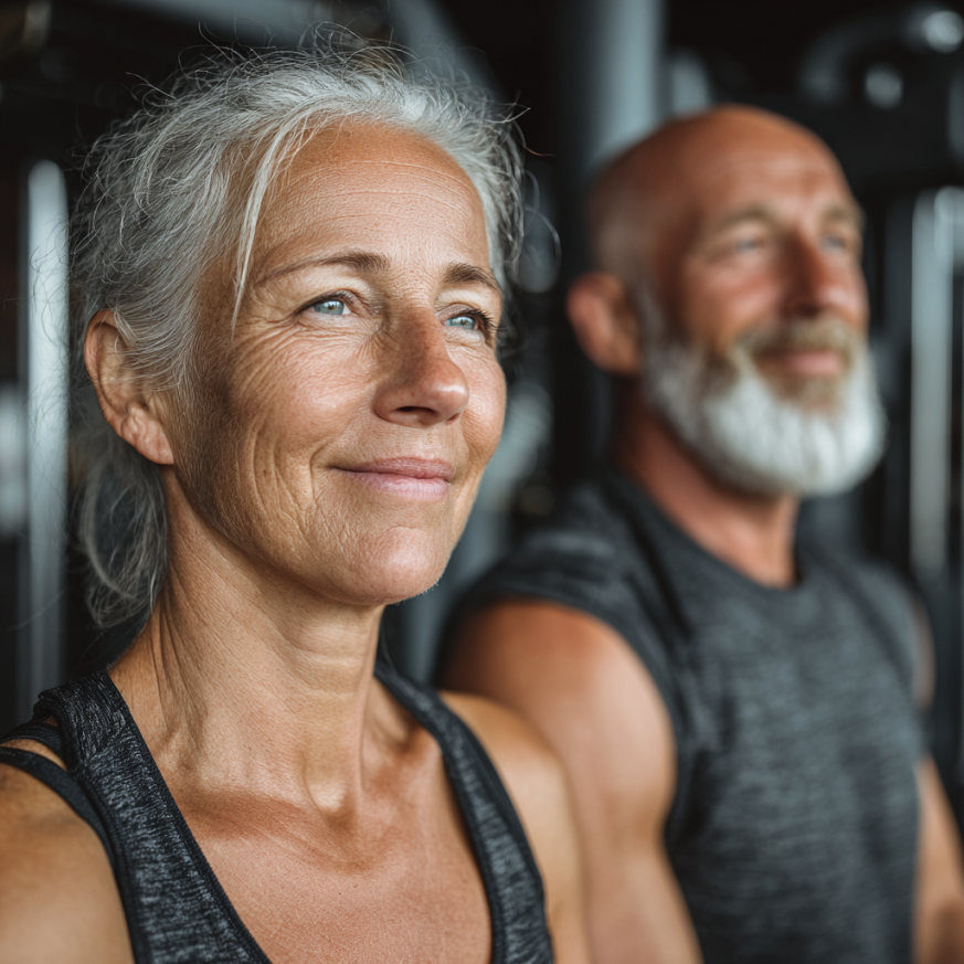 Активні літні люди займаються фітнесом