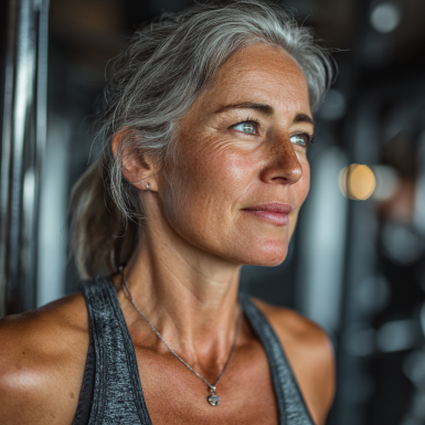 Група літніх людей займається йогою в парку